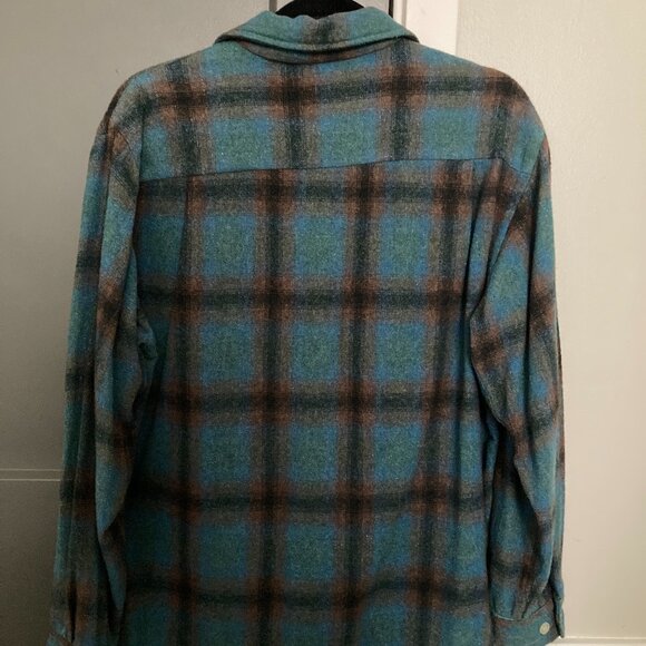 1980s Vintage Plaid Button-Up Shirt, 100% Wool - Picture 2 of 5